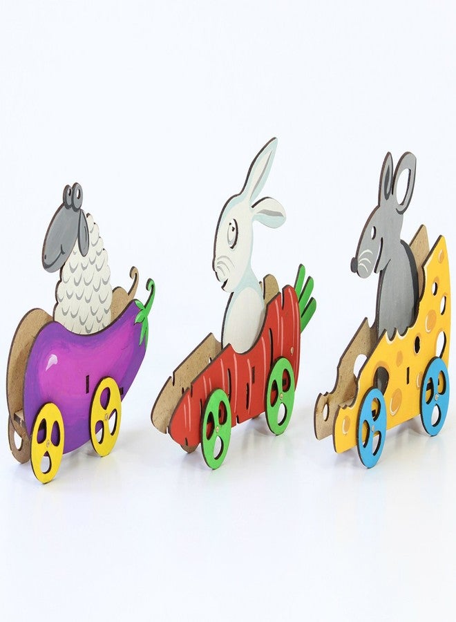 Funvention Veggie Cars (Set of 3 DIY Vegetables Shaped Cars) Build, Color & Play DIY Puzzle Toy Cars for Kids Art & Craft Toy - Image 3